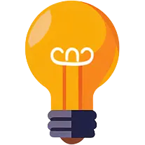 Innovator badge icon from the Ludo Score, a glowing orange lightbulb