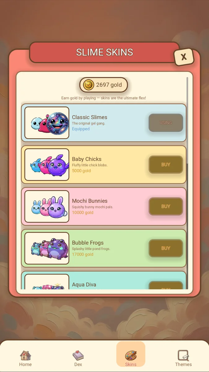 Kawaii Slime Drop skins shop listing slime collections