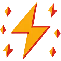 Rising Heat badge icon from the Ludo Score, a yellow lightning bolt ringed by small sparks